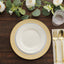 10-Pack Plastic Round Dinner Plates 10" White with Beige Gold Spiral Rim - Chic Disposable Party Plates