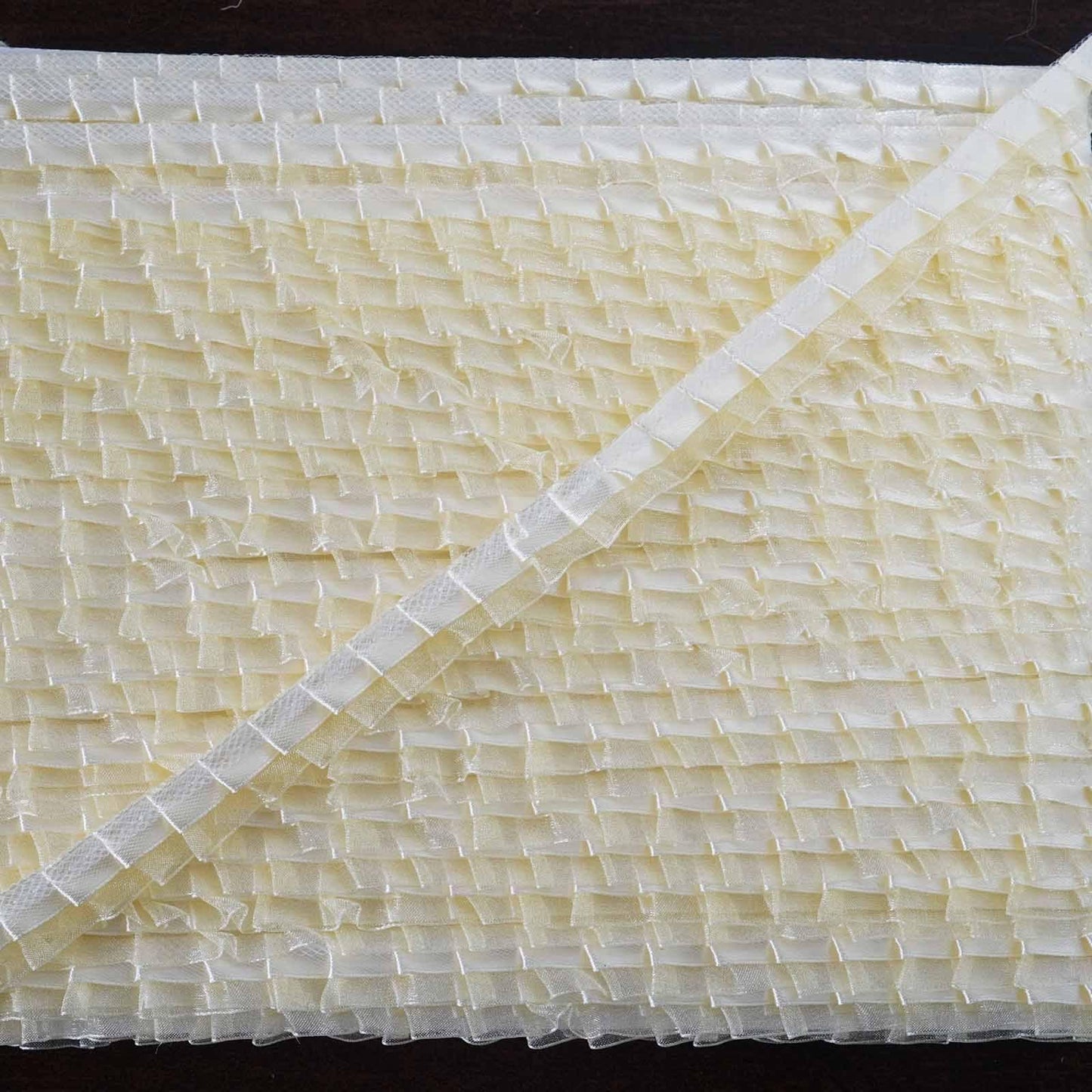 25 Yards 0.75" Ivory Double Layered Edging Ruffled Lace Trim With Satin And Classic Organza Fabric