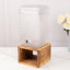 Gallon Clear Hammered Glass Beverage Dispenser, Rectangular Juice Jar with Wooden Stand and Lid - Lead-Free Countertop Feature 19"