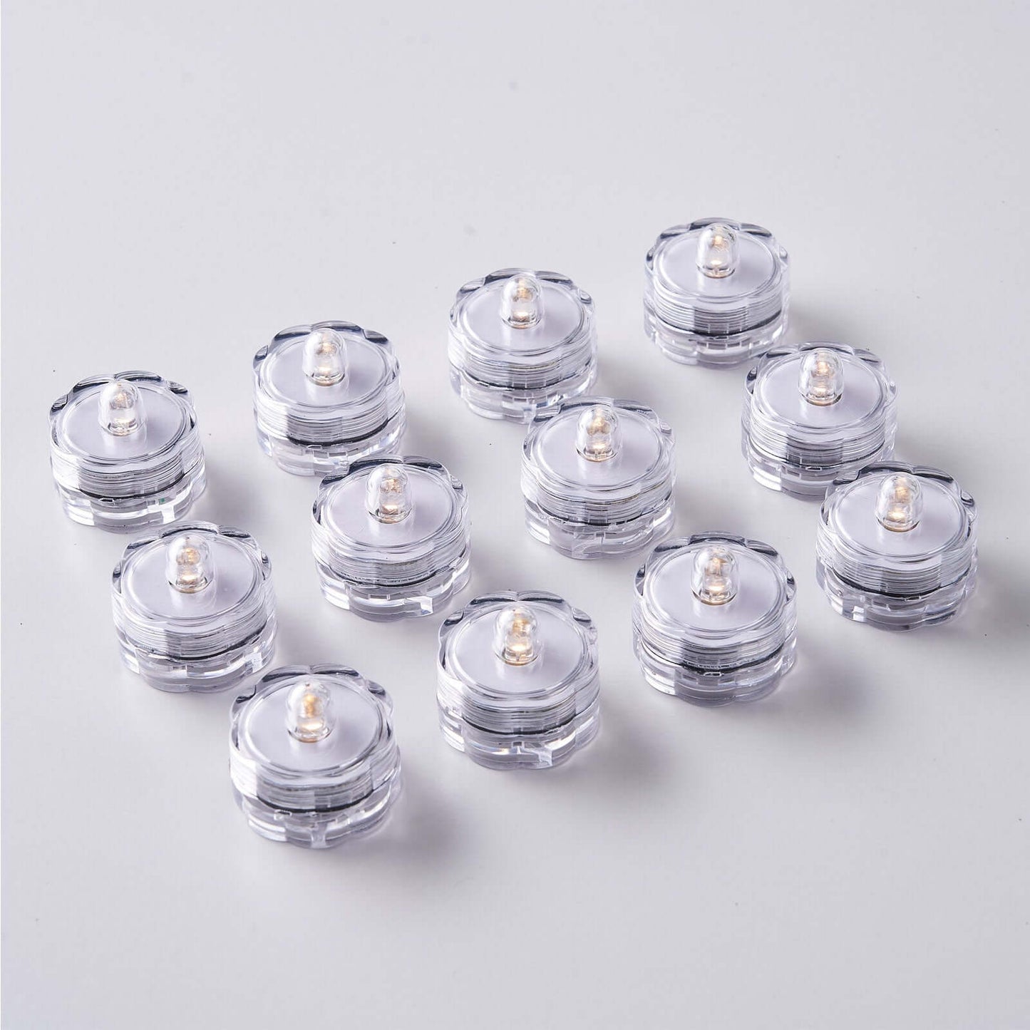 12-Pack LED Lights Flower Design - Submersible Waterproof Warm White Battery Operated