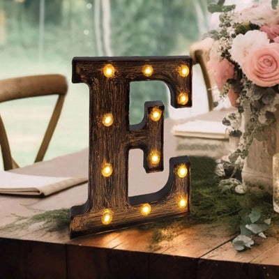 LED Marquee Letter ’E’ Industrial Style Antique Black - Light-Up Alphabet Sign for Weddings & Displays 9’’ - LED