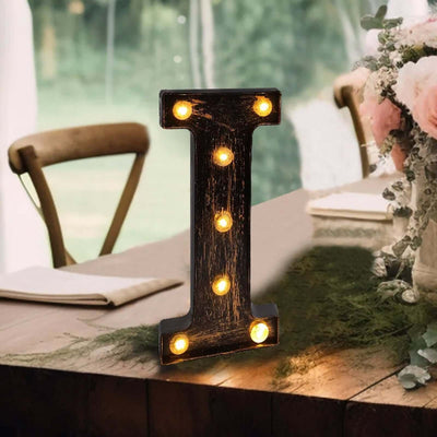 LED Marquee Letter ’I’ Industrial Style Antique Black - Light-Up Alphabet Sign for Weddings & Displays 9’’ - LED