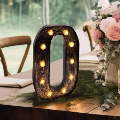 LED Marquee Letter ’O’ Industrial Style Antique Black - Light-Up Alphabet Sign for Weddings & Displays 9’’ - LED