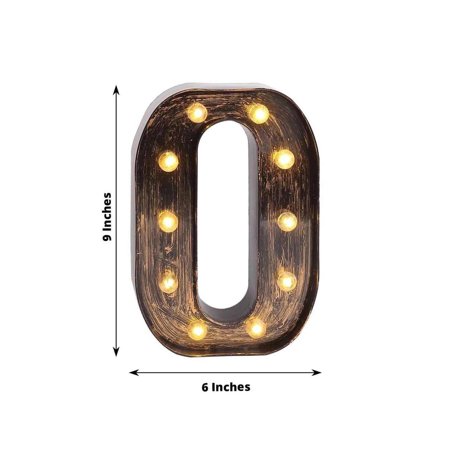 LED Marquee Letter "O" Industrial Style Antique Black - Light-Up Alphabet Sign for Weddings & Displays 9"