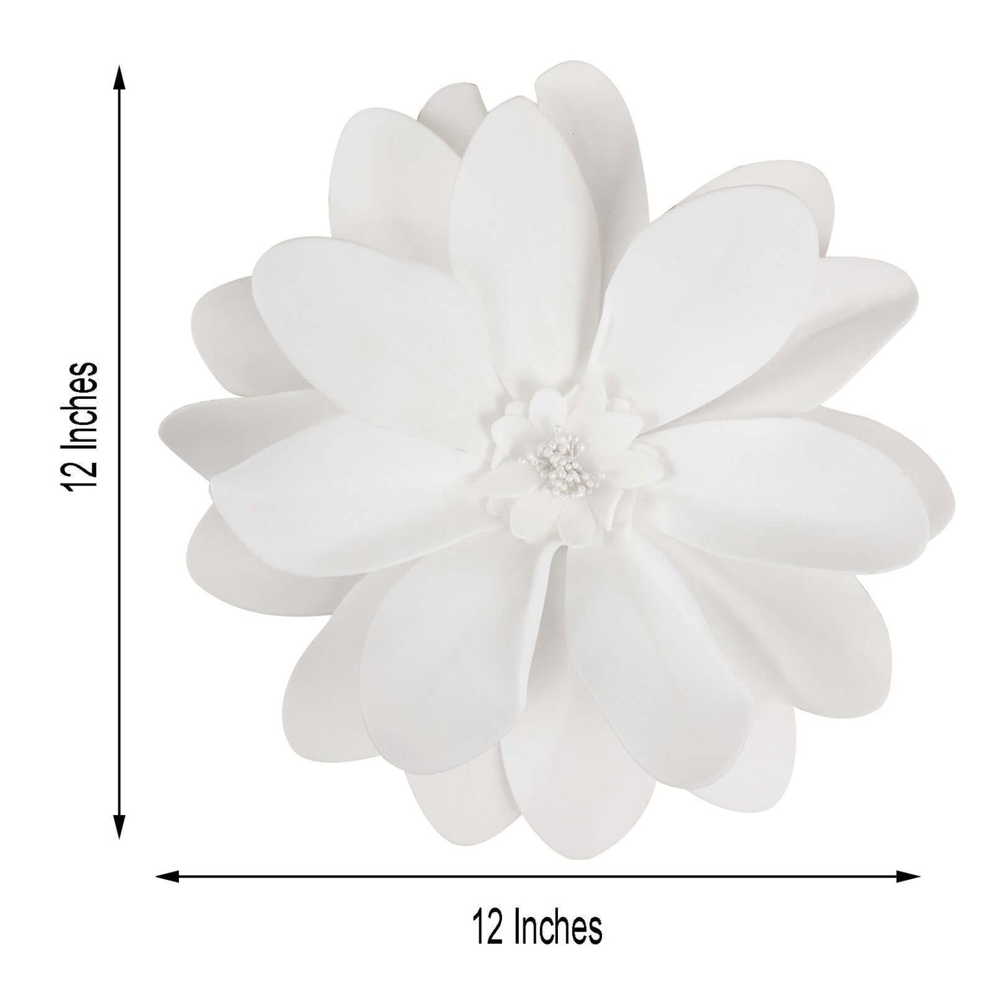 4 Pack 12" White Life-Like Soft Foam Craft Dahlia Flower Heads