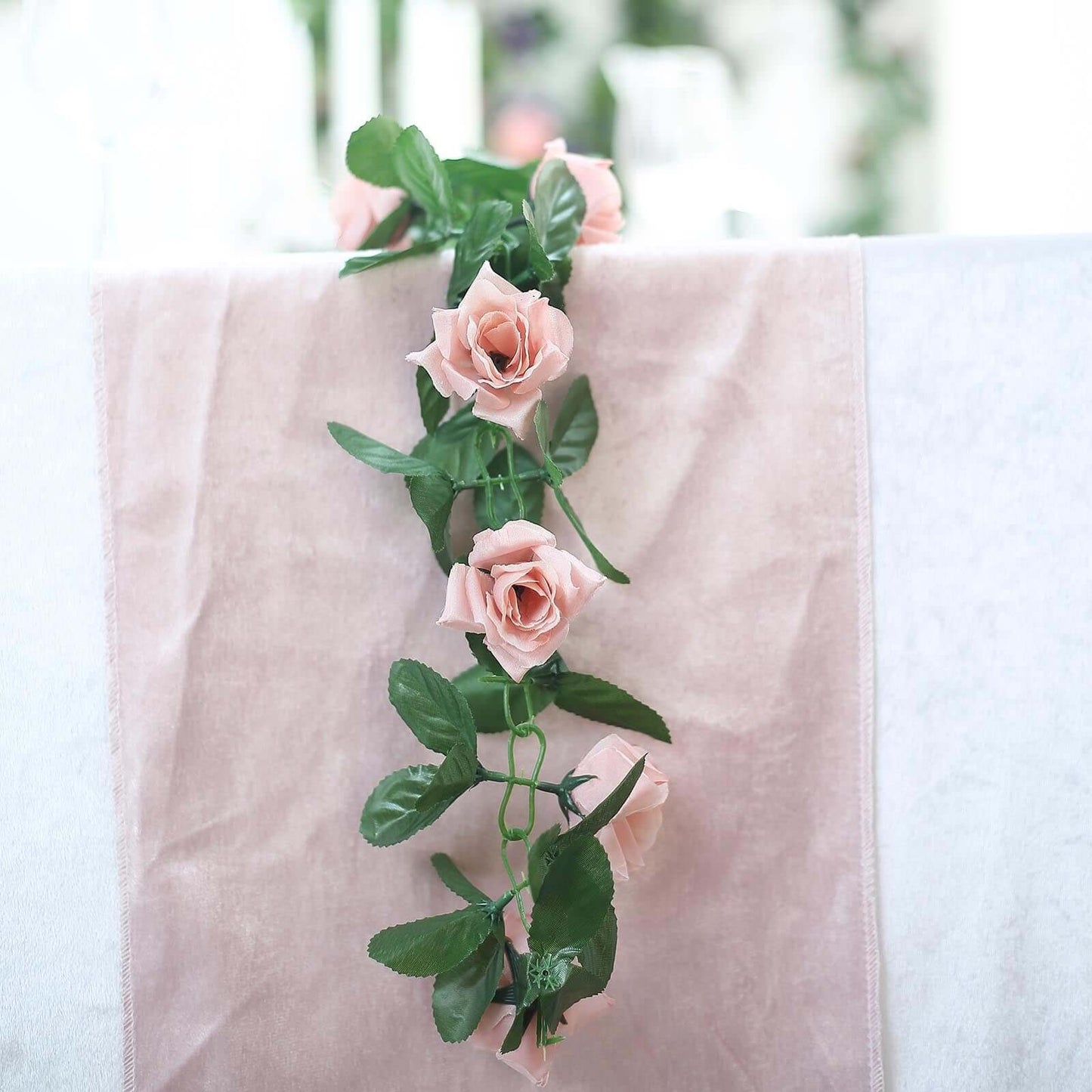 6ft Dusty Rose Artificial Silk Rose Garland UV Protected Flower Chain