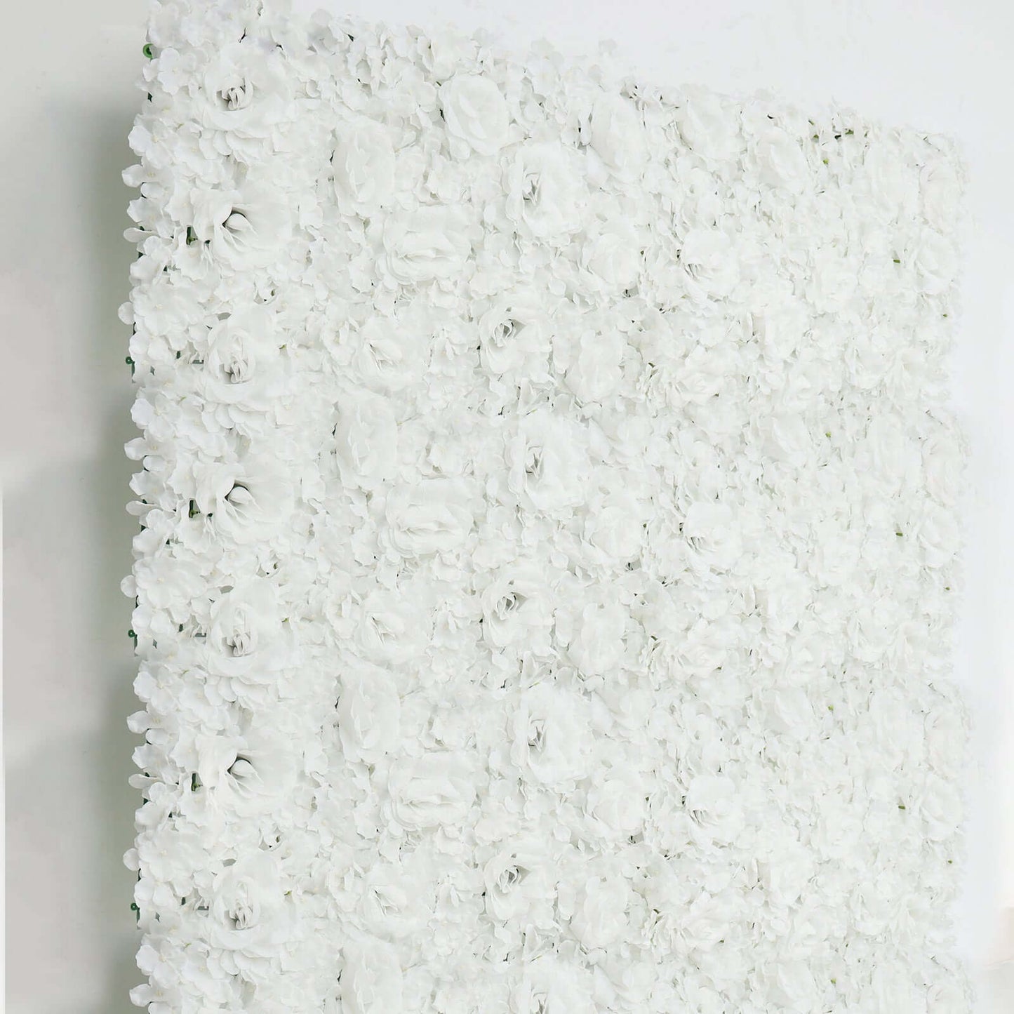 11 Sq ft. White 3D Silk Rose and Hydrangea Flower Wall Mat Backdrop - 4 Artificial Panels