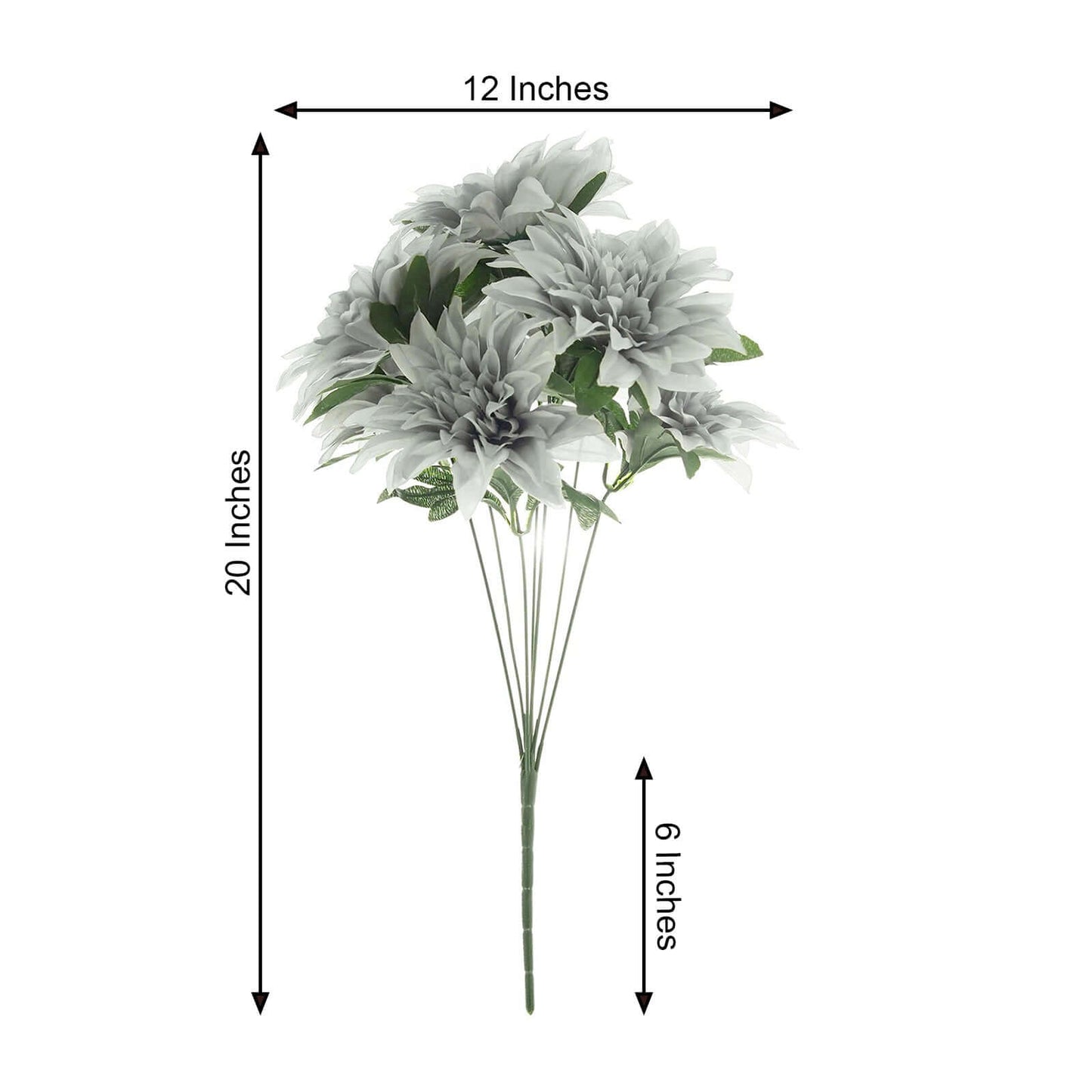 2 Bouquets 20" Silver Artificial Silk Dahlia Flower Spray Bushes