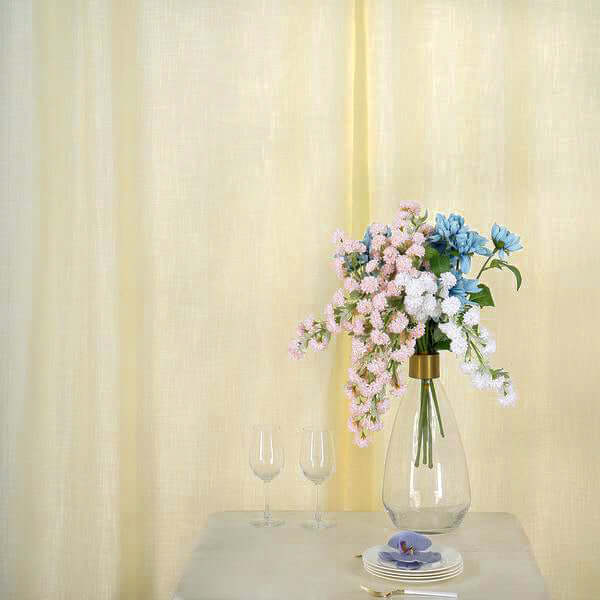 2 Pack Handmade Ivory Faux Linen Curtains 52"x96", Curtain Panels With Chrome Grommets