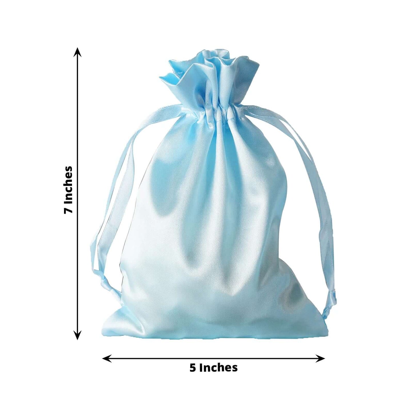 12 Pack 5"x7" Light Blue Satin Drawstring Wedding Party Favor Gift Bags