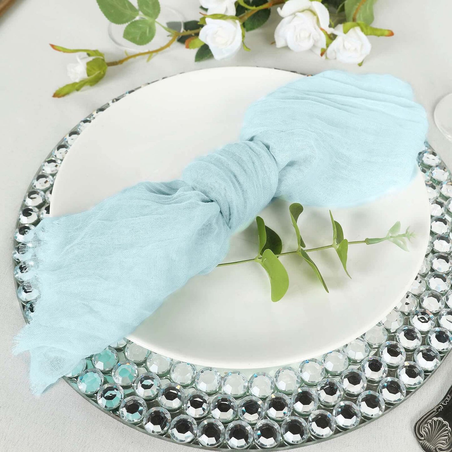 5 Pack Gauze Cheesecloth 24"x19" Napkins Light Blue Reusable Dinner Napkins
