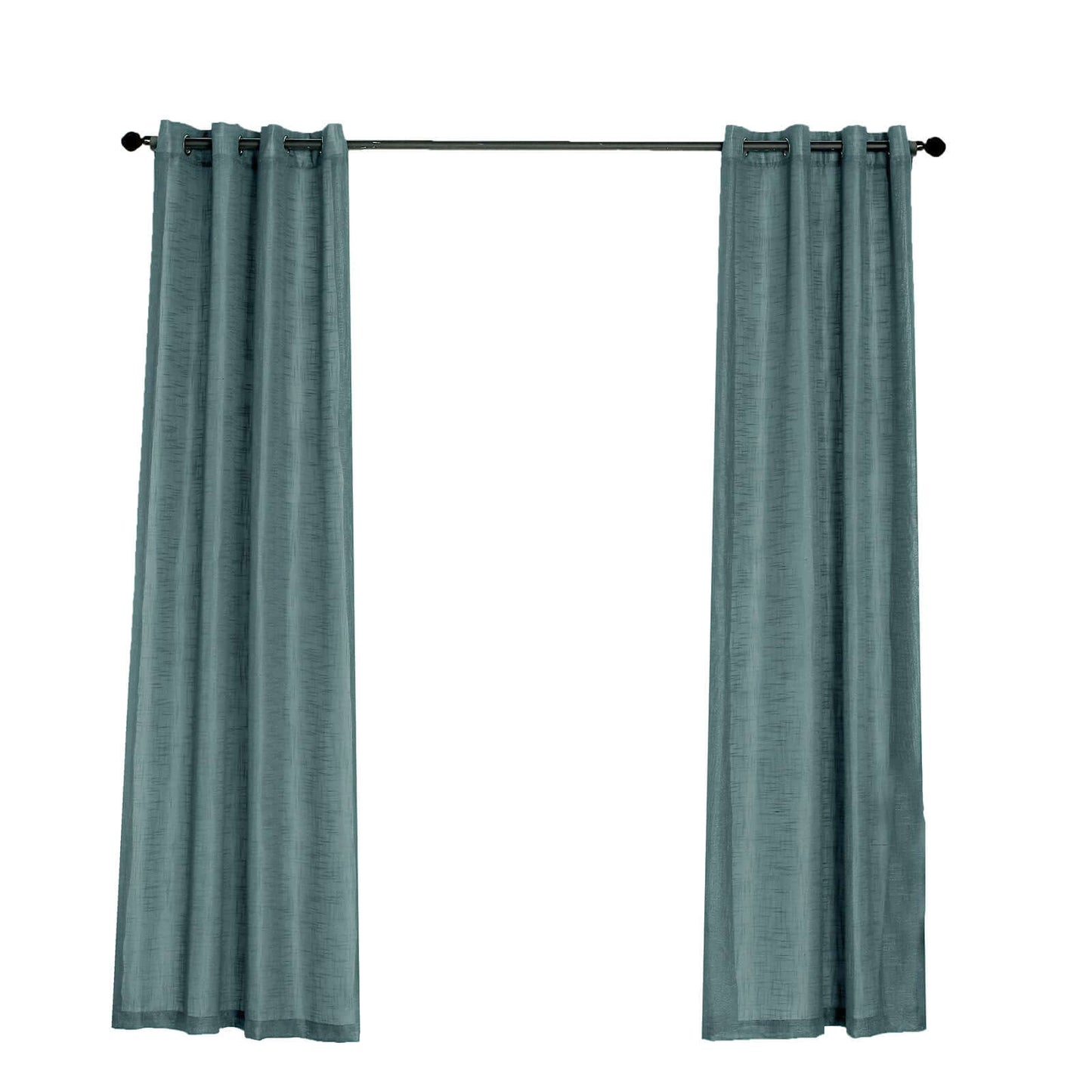 2 Pack Handmade Light Blue Faux Linen Curtains 52"x108", Curtain Panels With Chrome Grommets