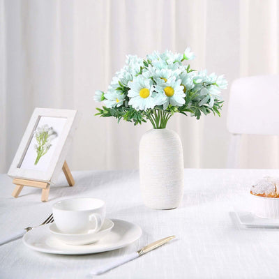 4 Bushes 11" Light Blue Artificial Silk Daisy Flower Bouquet Branches