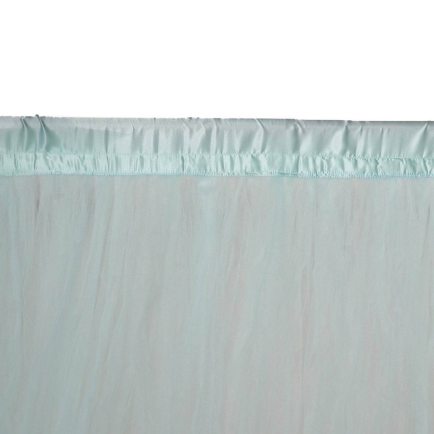 5ftx10ft Light Blue Dual Sided Sheer Tulle Event Curtain Drapes With Satin Header, Rod Ready Backdrop Event Panel