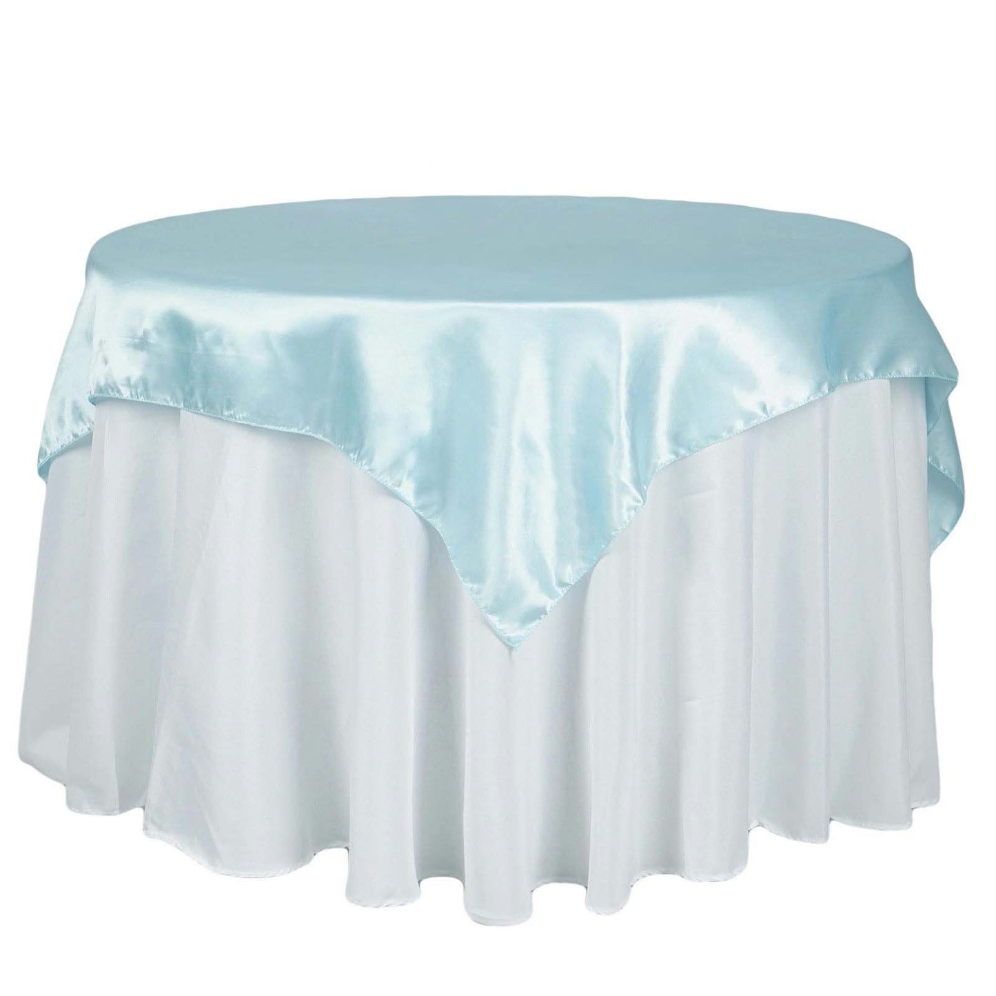 Satin 72"x72" Table Overlay Square Tablecloth Light Blue - Smooth Finish Table Cover