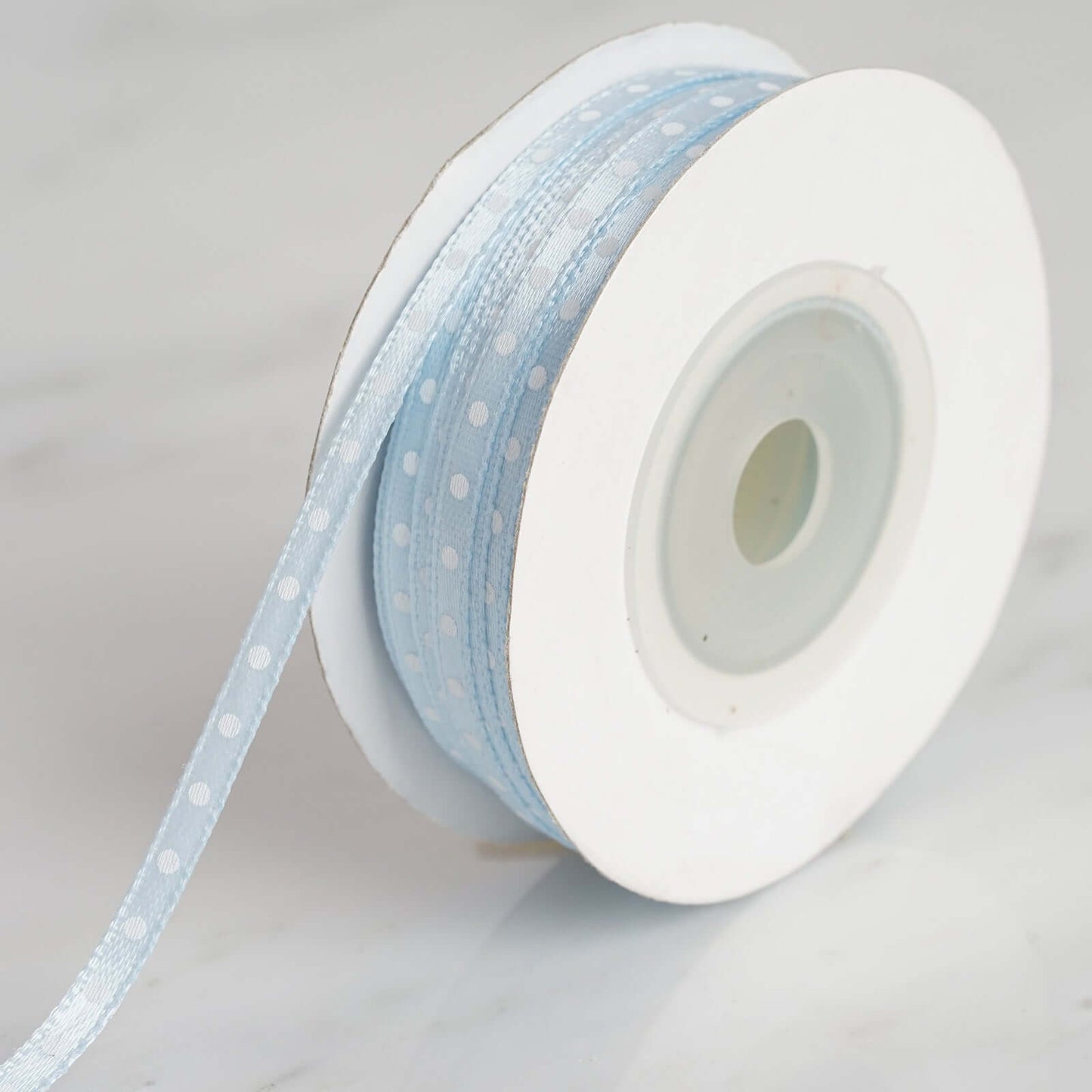 25 Yards 1/8" Light Blue Satin Polka Dot Ribbon - Clearance SALE
