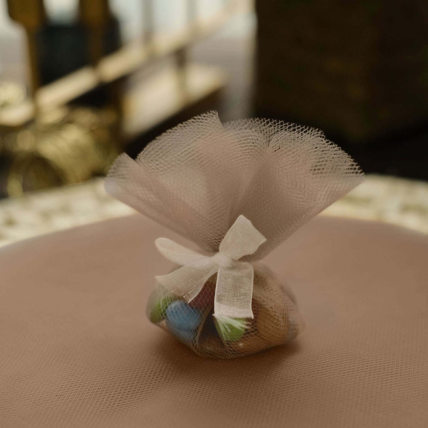 25 Pack 9" Natural Sheer Nylon Tulle Circles Favor Wrap Craft Fabric, DIY Candy Favor Wraps