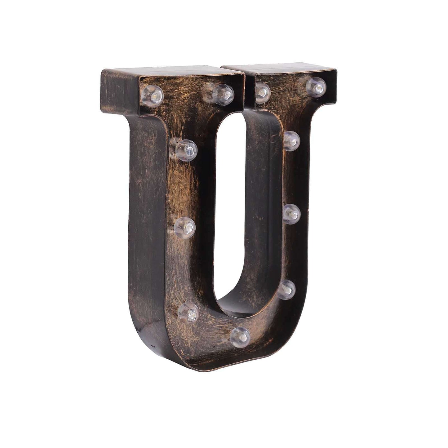 LED Marquee Letter "U" Industrial Style Antique Black - Light-Up Alphabet Sign for Weddings & Displays 9"