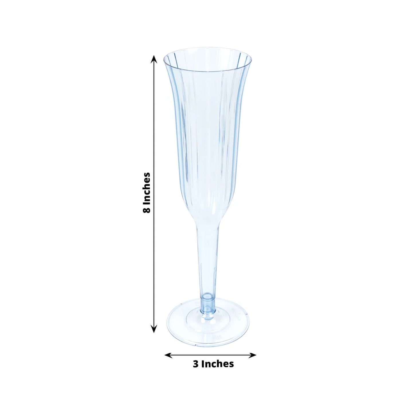 12-Pack Plastic Champagne Flutes Transparent Dusty Blue Flared Design - Lightweight Disposable Toasting Glasses 6oz