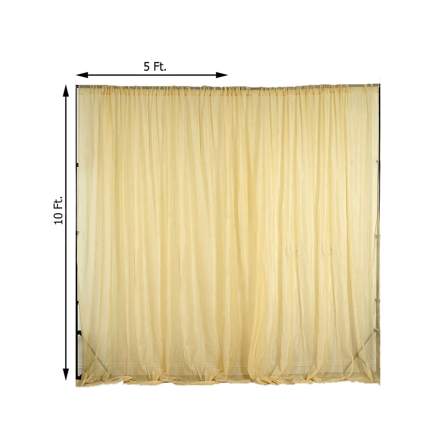 2 Pack Champagne Sheer Chiffon Event Curtain Drapes, Durable Flame Resistant Organza Backdrop Event Panels With Rod Pockets - 10ftx10ft