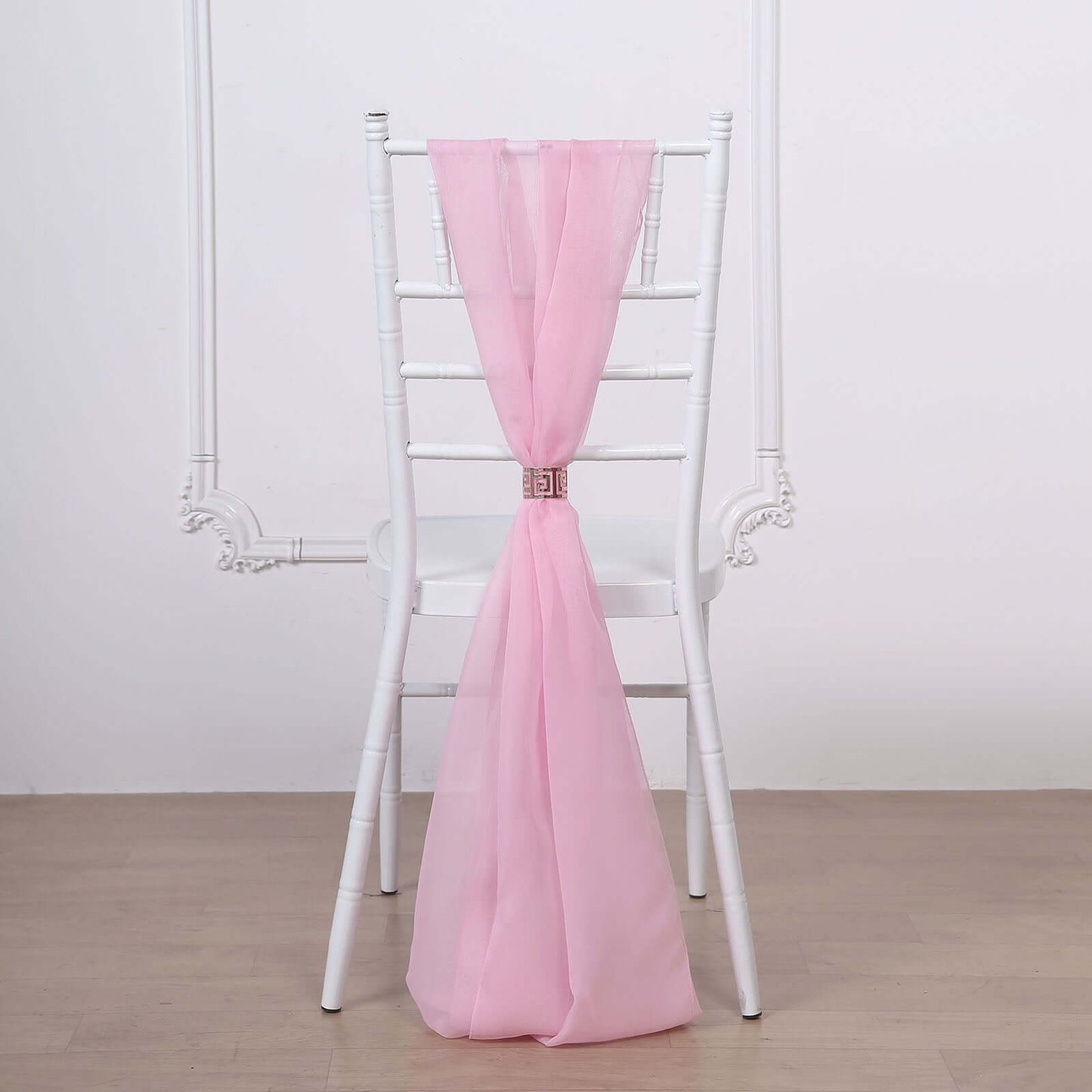 5 Pack Chiffon Chair Sashes Pink - Soft & Lightweight Designer Chair Bows 22"x78"