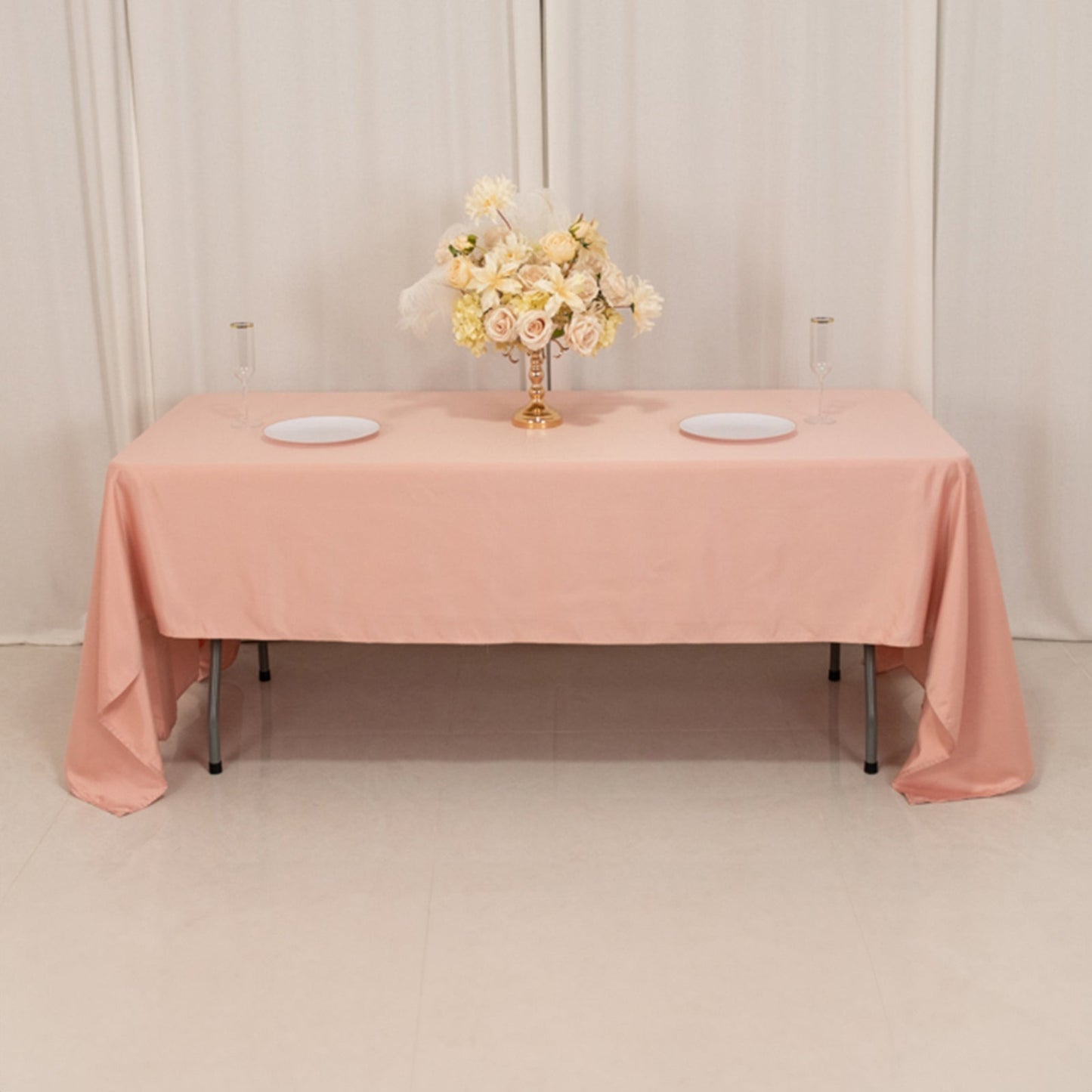 Lamour Satin 60"x126" Rectangle Tablecloth Dusty Rose - Soft & Silk-Like Table Cover