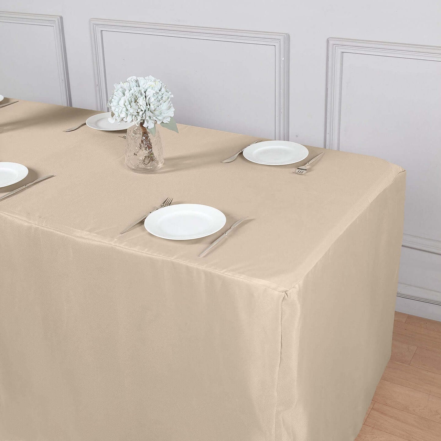 Fitted Polyester 72"x30" Rectangle Tablecloth Nude - Durable Table Cover