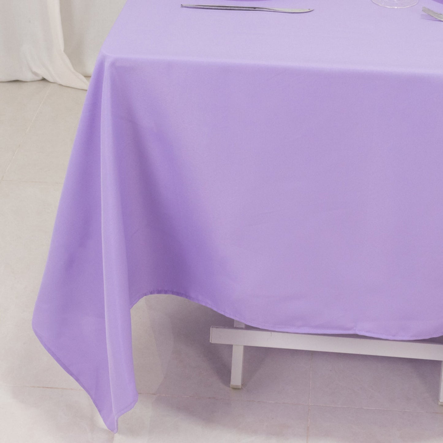 Premium Polyester Square Tablecloth 70"x70" Lavender Lilac 220GSM Wrinkle-Resistant Table Cover