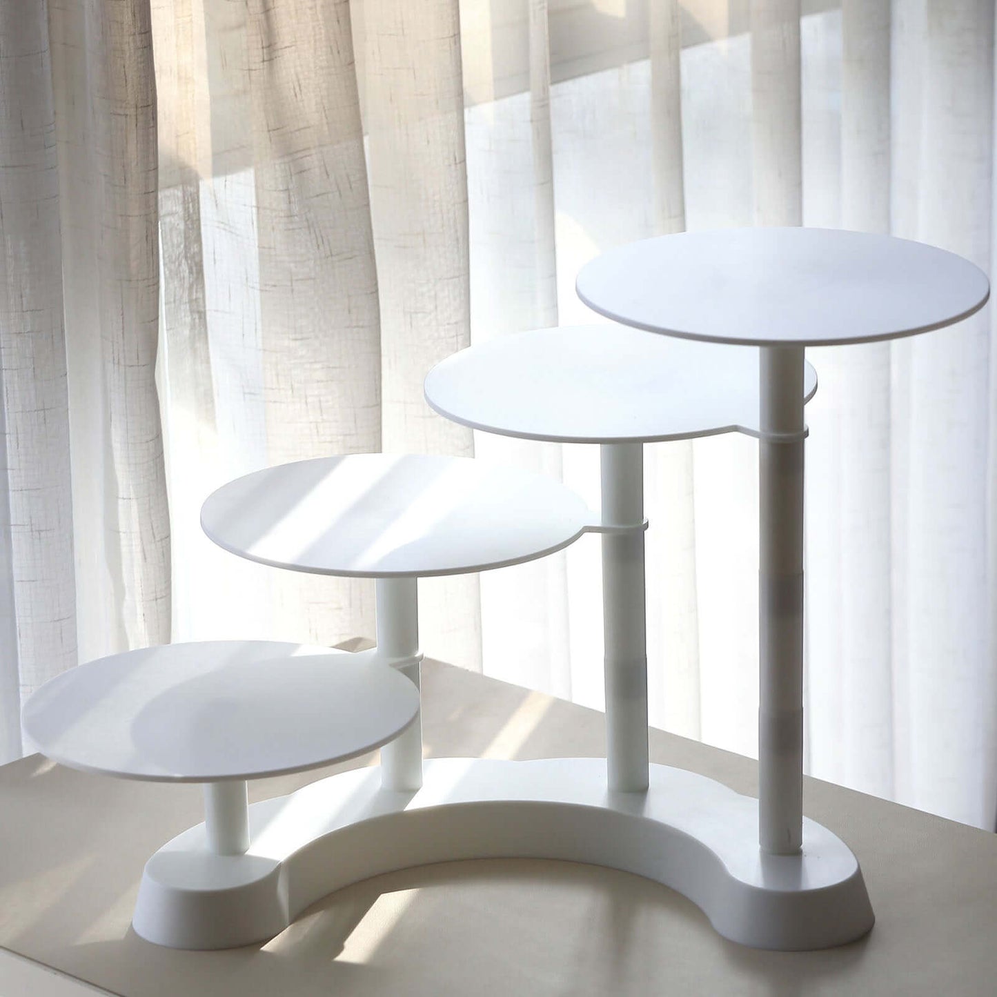 4-Tier Plastic Cake Stand with Half Moon Base White for Weddings Tea Parties & Home Gatherings 17"