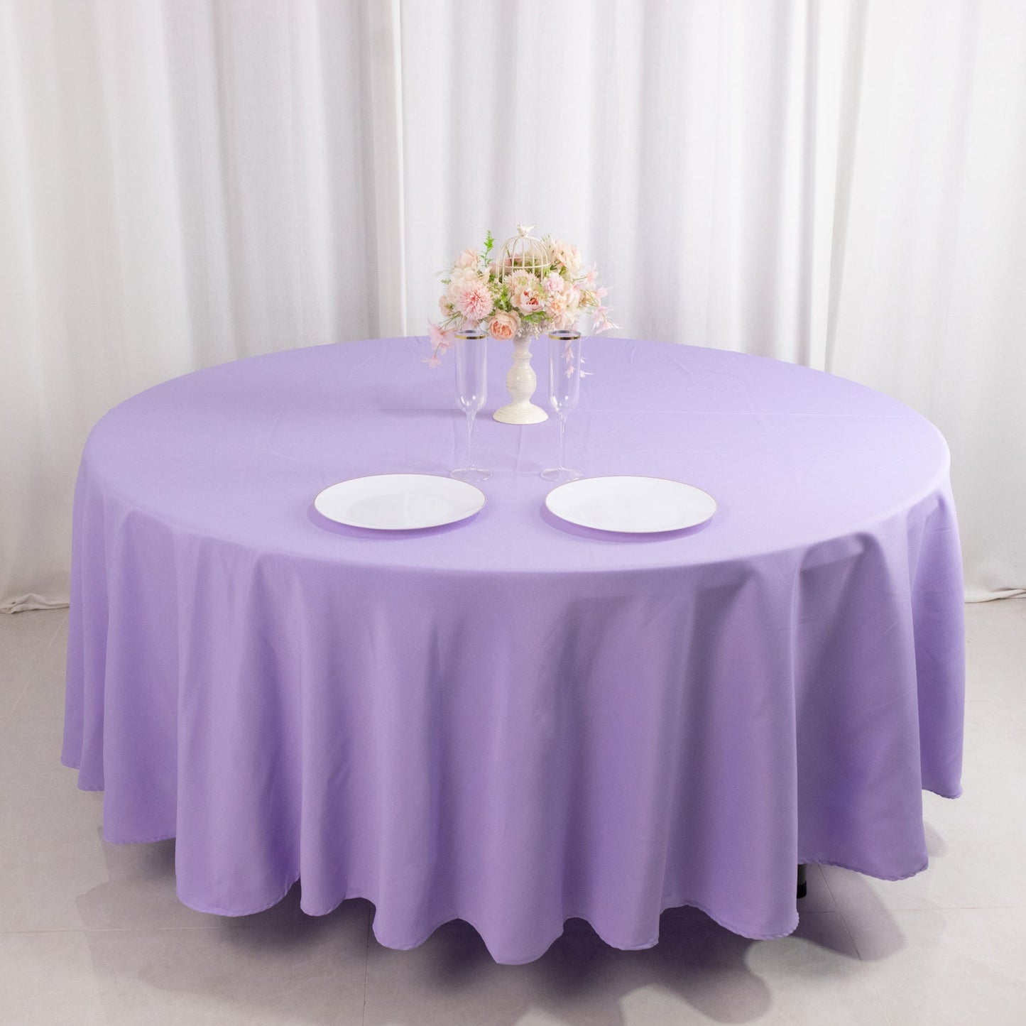 Premium Polyester 108" Round Tablecloth Lavender Lilac - Wrinkle-Resistant 220GSM Table Cover