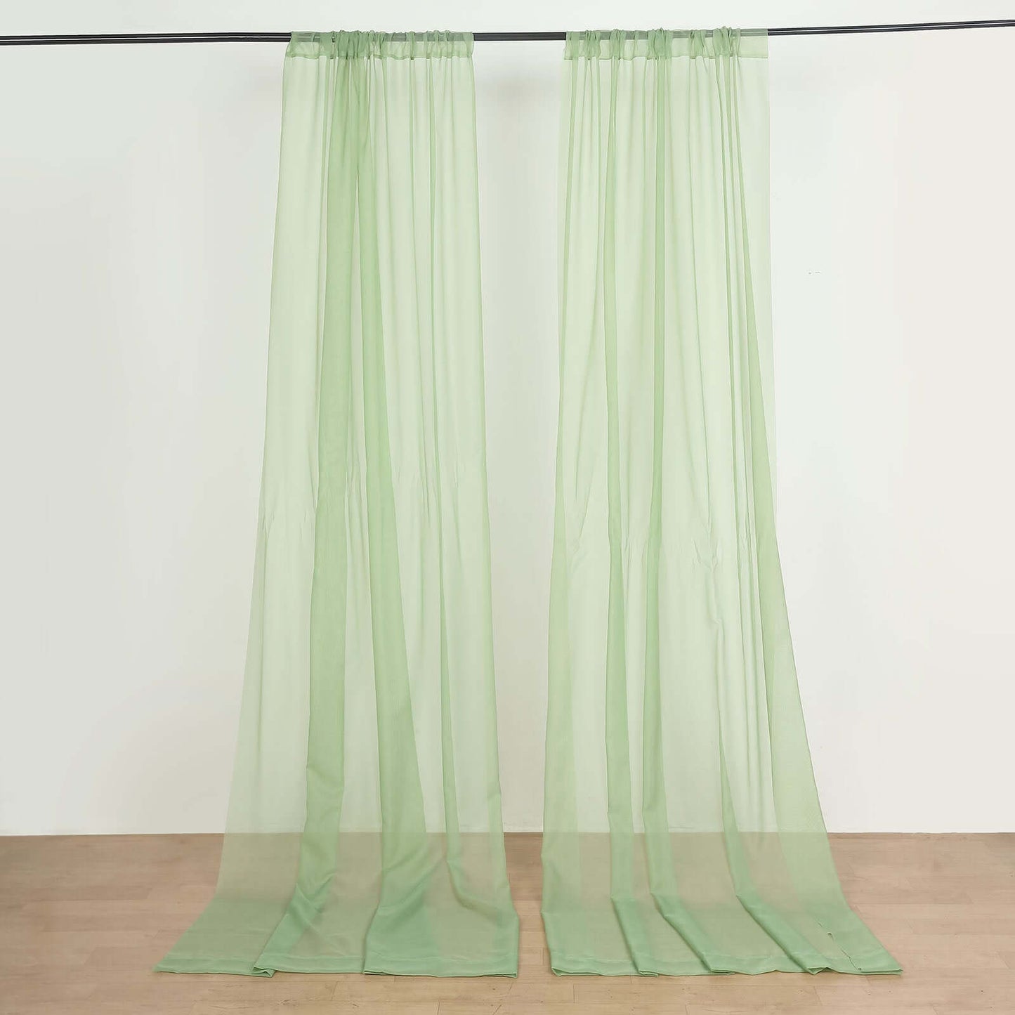 2 Pack Sage Green Sheer Chiffon Event Curtain Drapes, Durable Flame Resistant Organza Backdrop Event Panels With Rod Pockets - 10ftx10ft