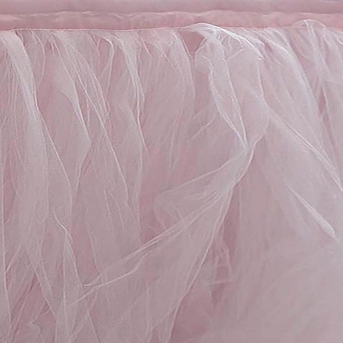 Tulle 14ft Table Skirt Blush - 4 Layer Pleated Tutu Table Cover