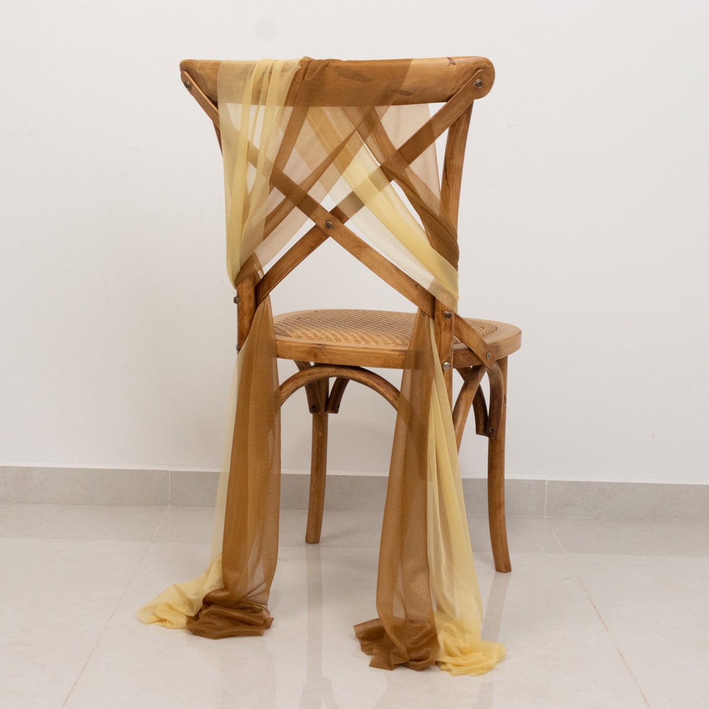 20-Pack Sheer Chair Drape Decor in Champagne and Gold â€“ 9ft Shimmer Sash, Wrinkle-Free