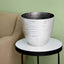 12" Metallic Silver Textured Finish Large Indoor Flower Plant Pot, Decorative Indoor Outdoor Planter
