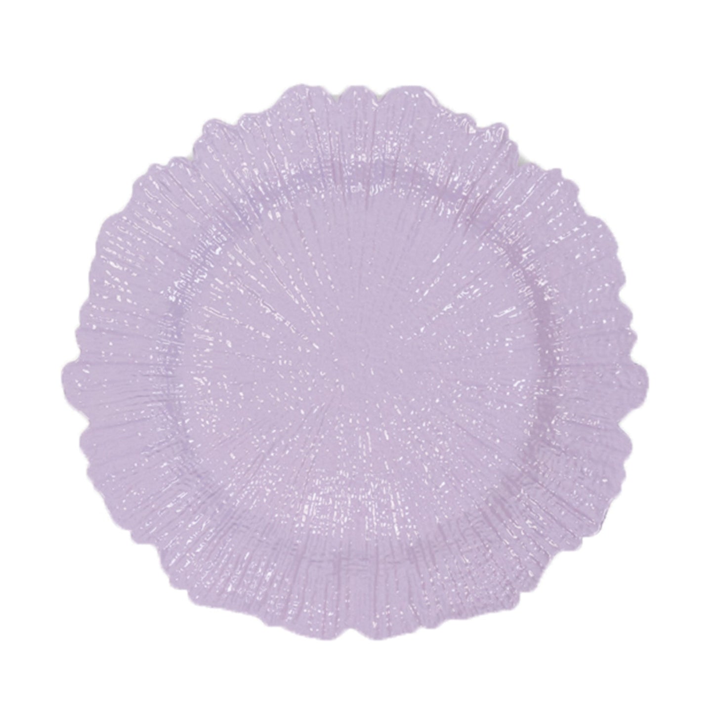 6-Pack Acrylic Plastic Round Charger Plates 13" in Lavender Lilac with Reef Design, Dinner Charger Tableware
