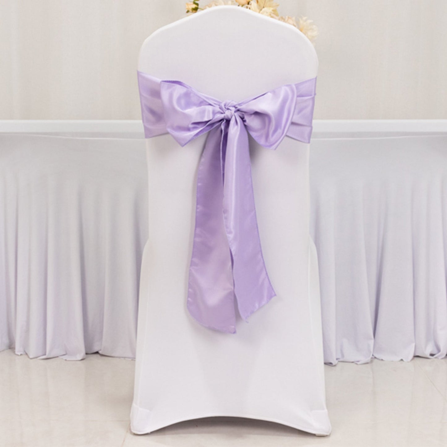 5 Pack Lamour Satin 6"x106" Chair Sashes Lavender Lilac - Stylish Reusable Decorative Bows