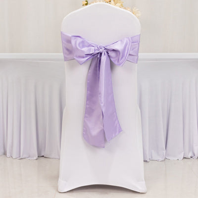 5 Pack Lamour Satin 6"x106" Chair Sashes Lavender Lilac - Stylish Reusable Decorative Bows