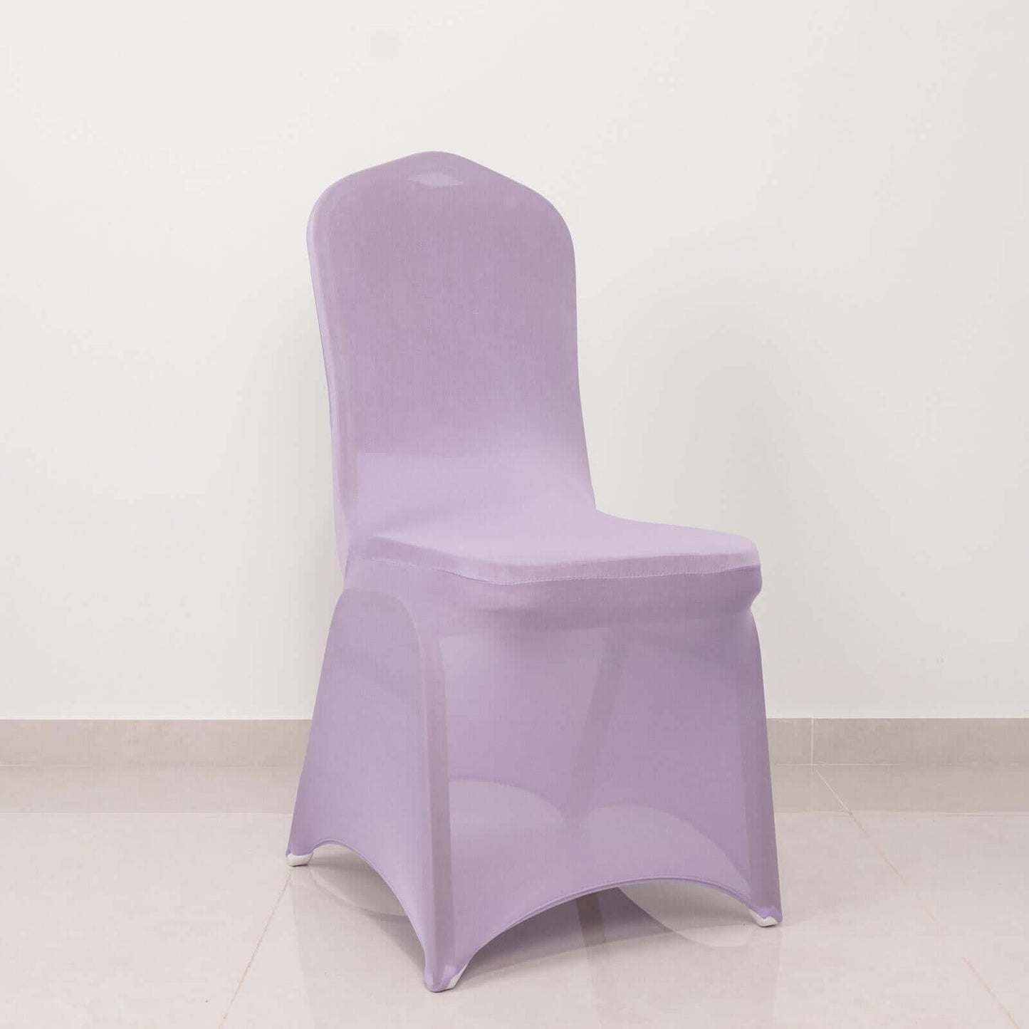 Spandex Chair Cover with Silver Rhinestone Buckled Sash Band Lavender Lilac - Stretch Fitted Slipcover