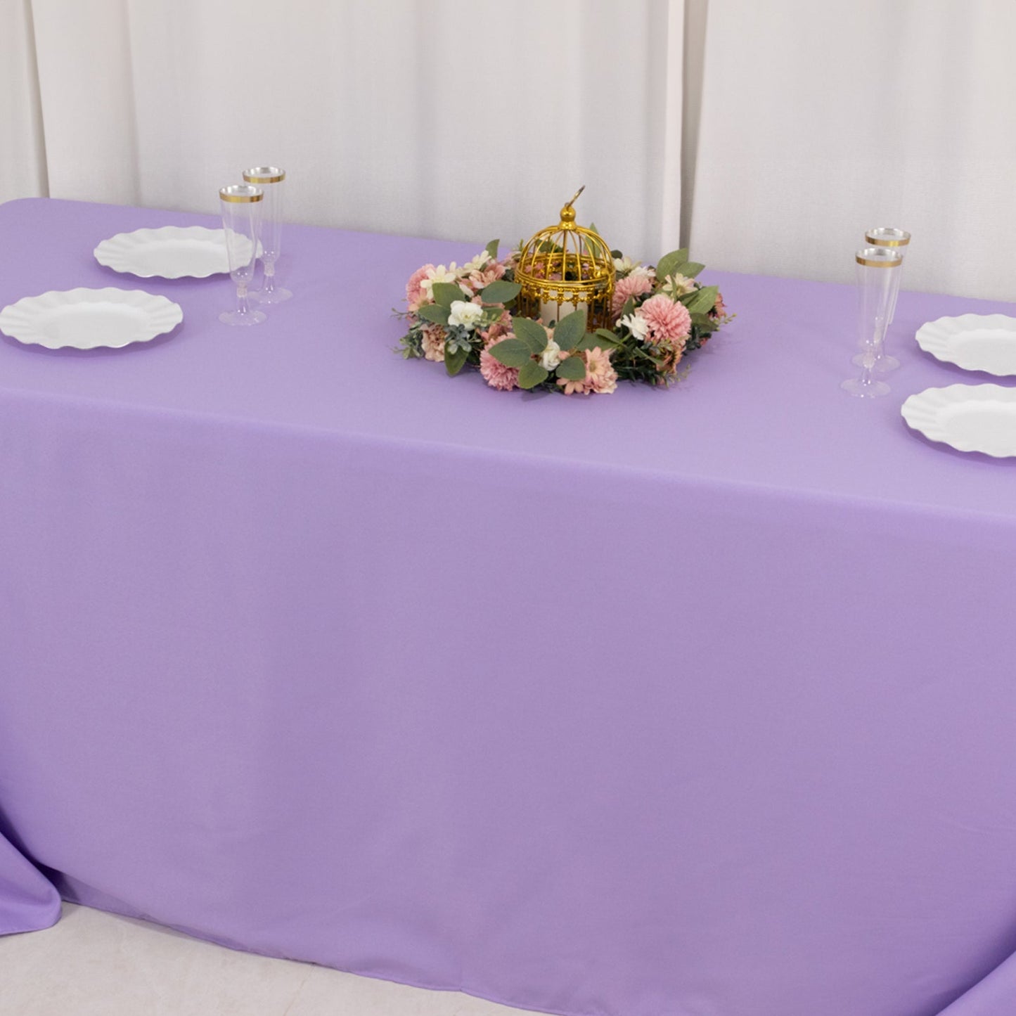 Premium Polyester 90"x132" Rectangle Tablecloth Lavender Lilac - Seamless 220GSM Stain-Resistant Table Cover