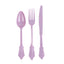 72 Pcs Plastic Silverware Set in Baroque Style Lavender Lilac - Heavy Duty Disposable Knife, Fork, and Spoon Set