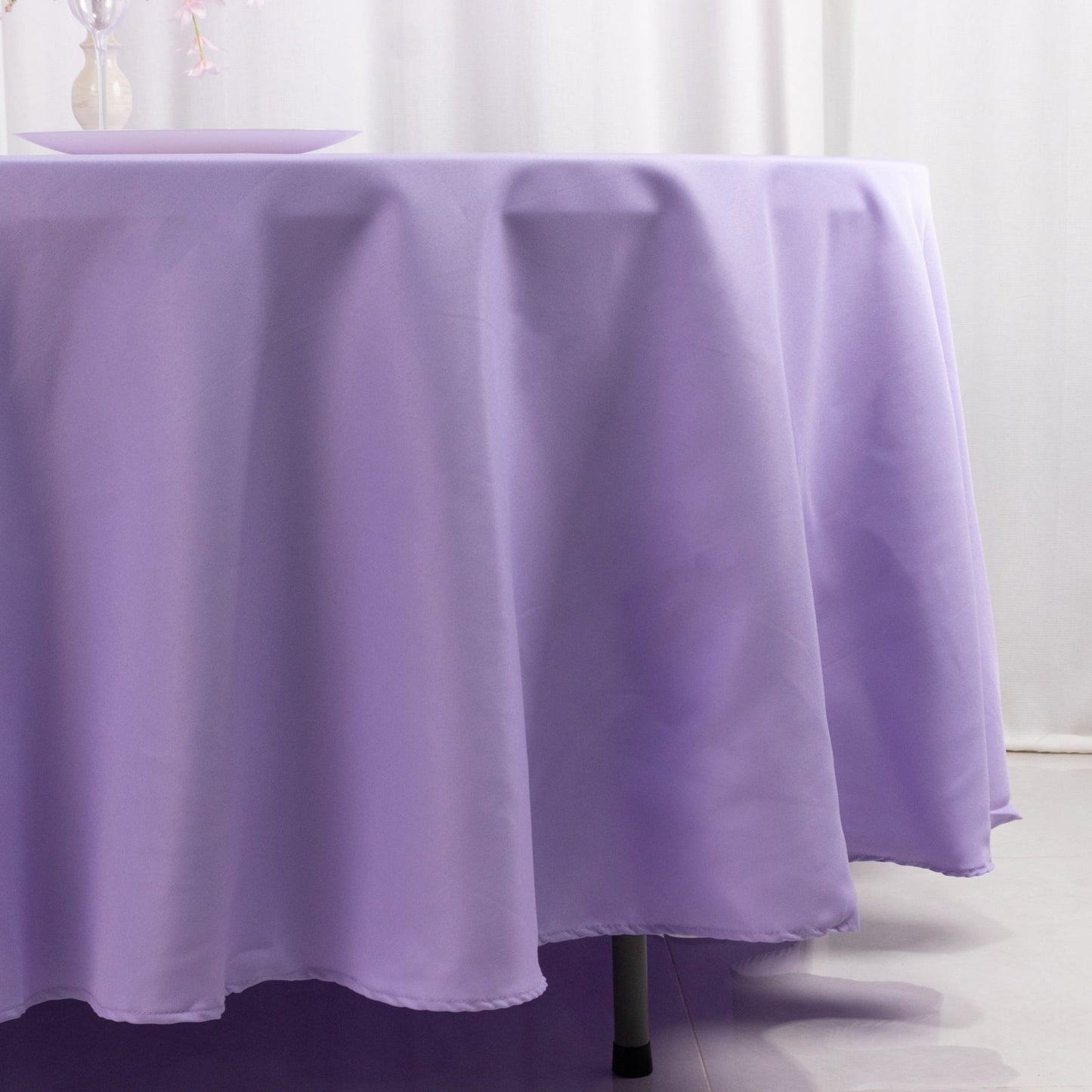 Premium Polyester 108" Round Tablecloth Lavender Lilac - Wrinkle-Resistant 220GSM Table Cover