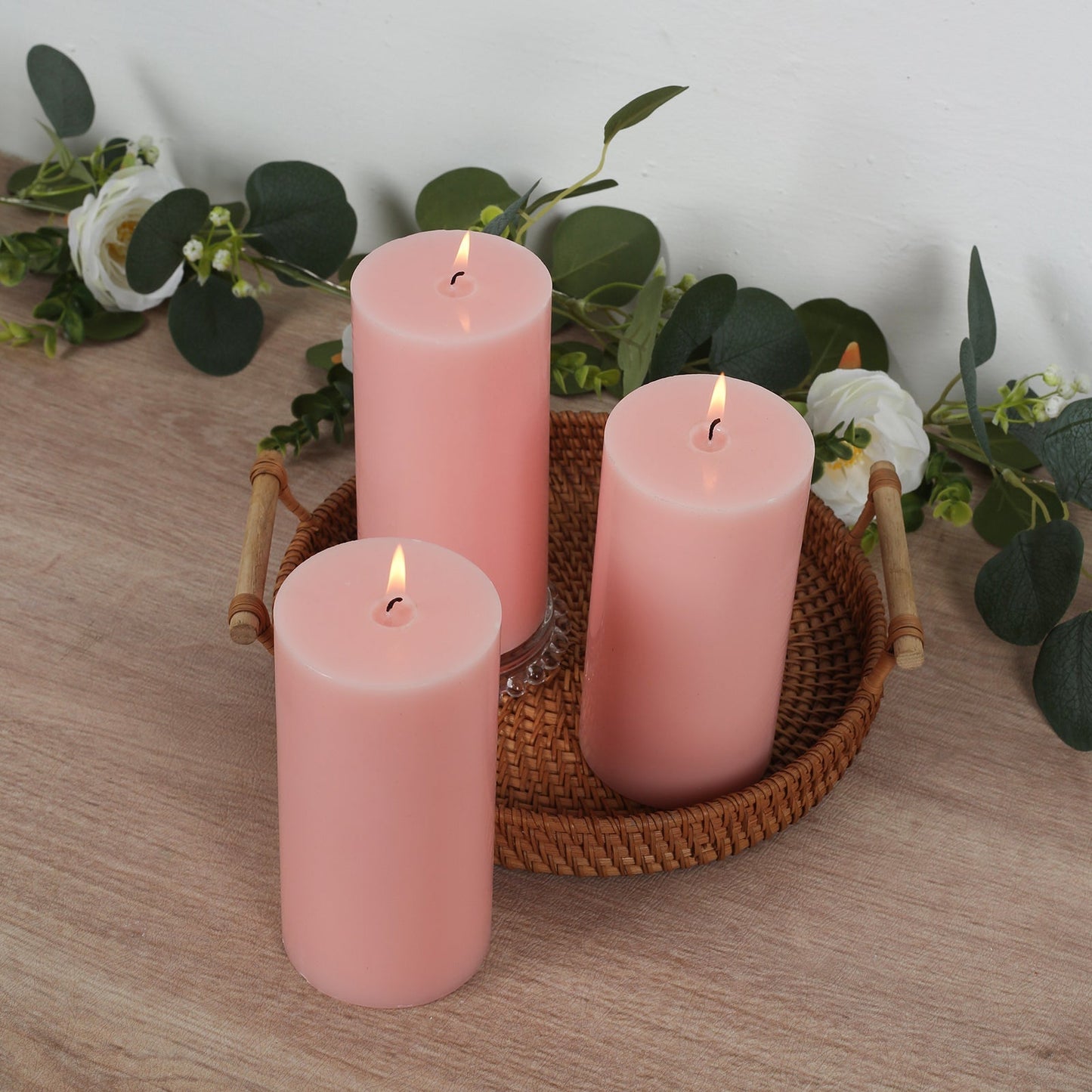 6-Pack Unscented Dripless Pillar Candles â€“ 3"x6" Blush Paraffin Wax with Smokeless Cotton Wicks, Clean & Long-Lasting 60-Hour Burn