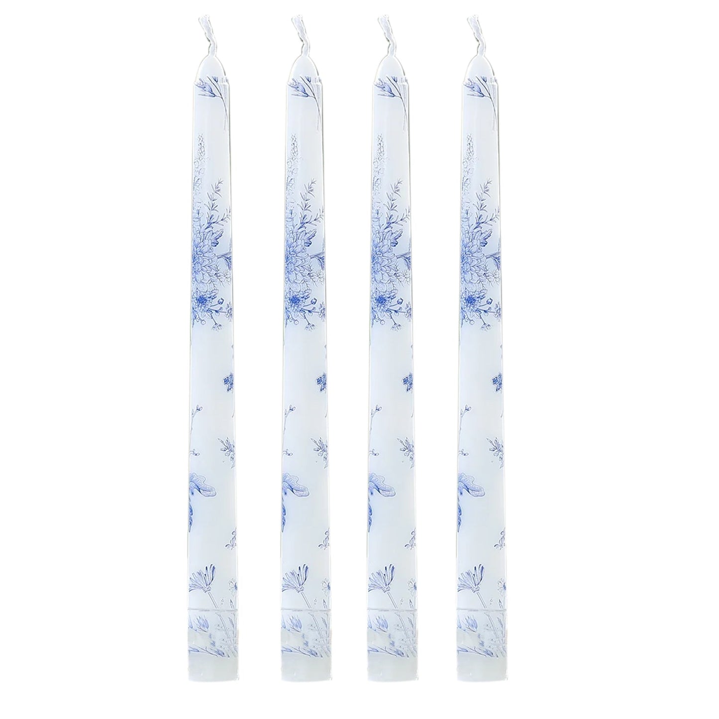 12 Pack 10" French Toile Wax Taper Candles White and Blue Unscented Candles