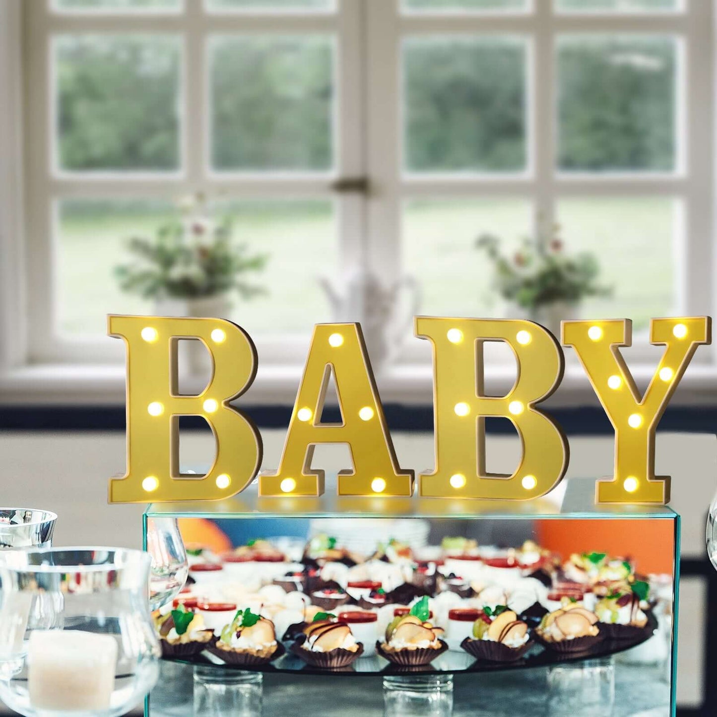 3D Marquee Letter "B" Warm White 6 LED Lights Gold - Chic Light-Up Decor for Events 6"