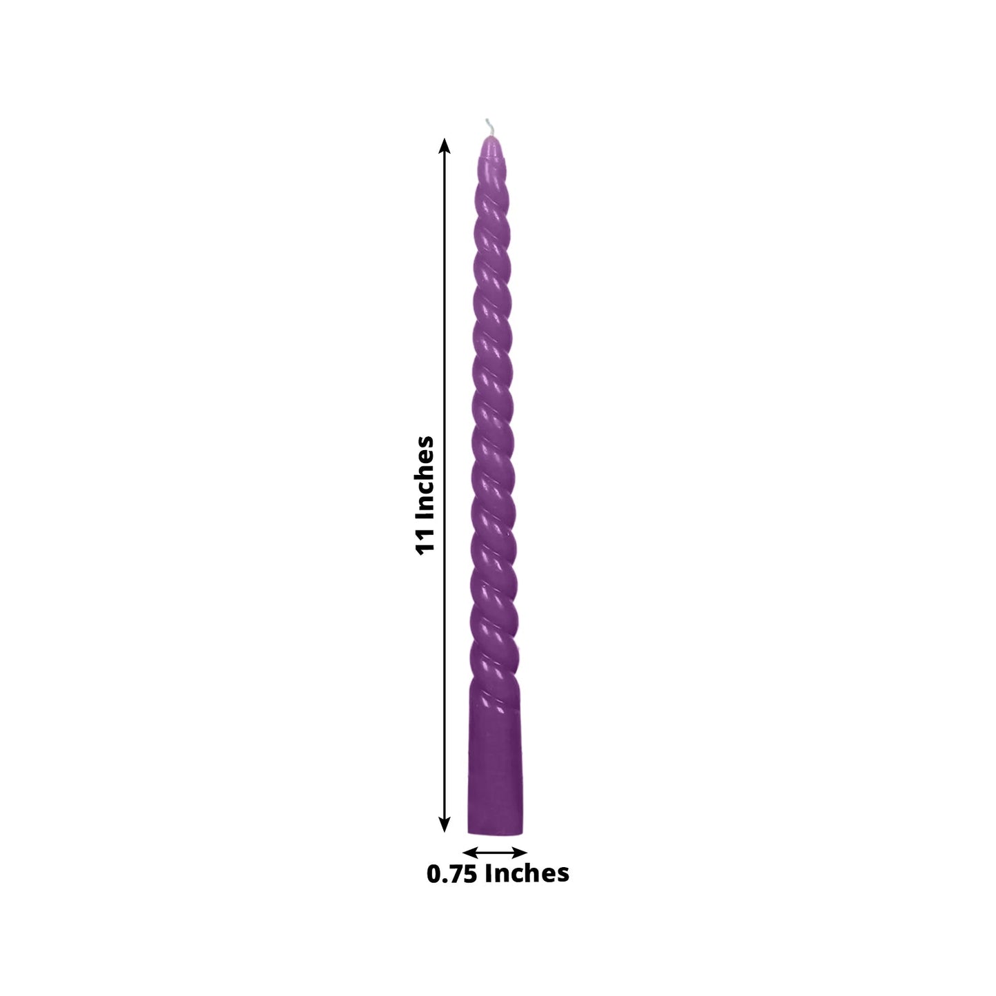 12-Pack Taper Candles Spiral Long Burn Wick Design Purple - Premium Unscented Wax Dinner Candle Sticks 11"