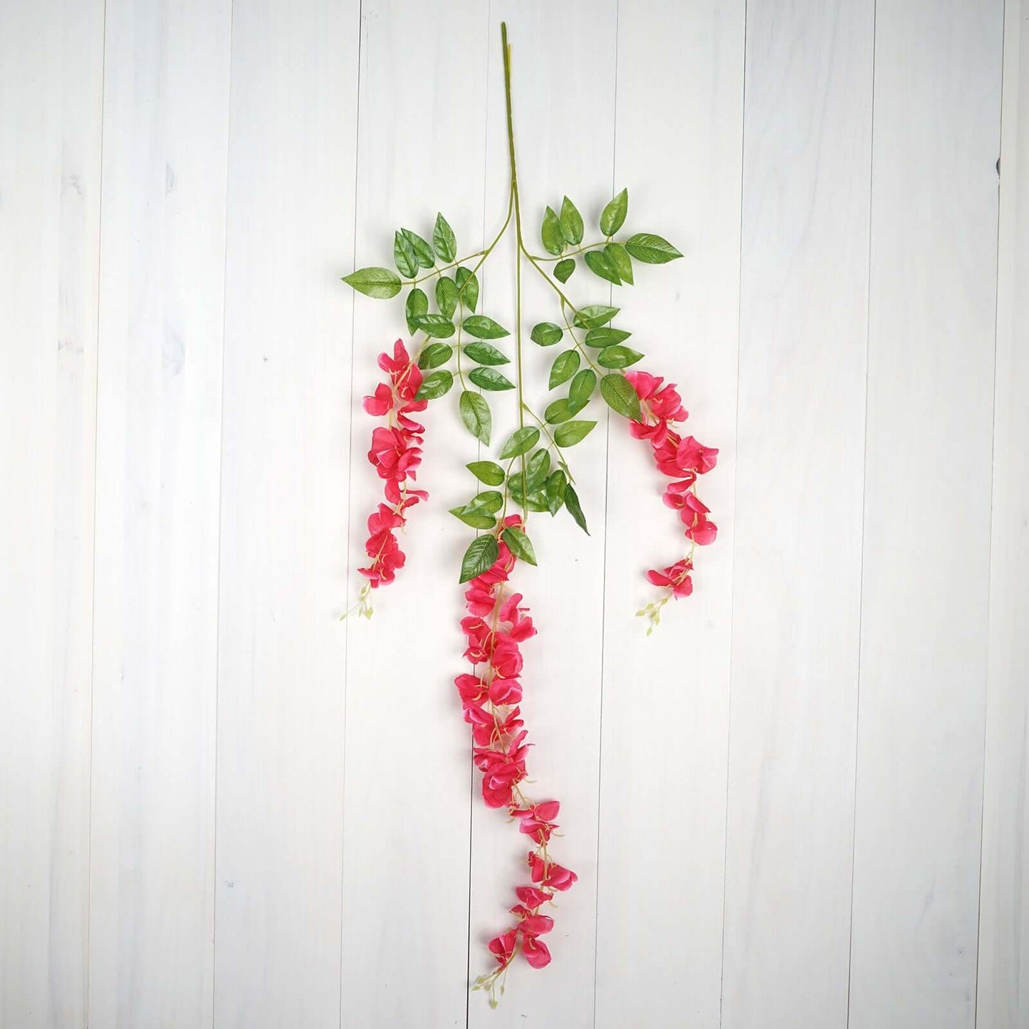 5 Pack 44" Silk Hanging Wisteria Flower Garland Vines in Fuchsia, 3 Strands in 1 Bush