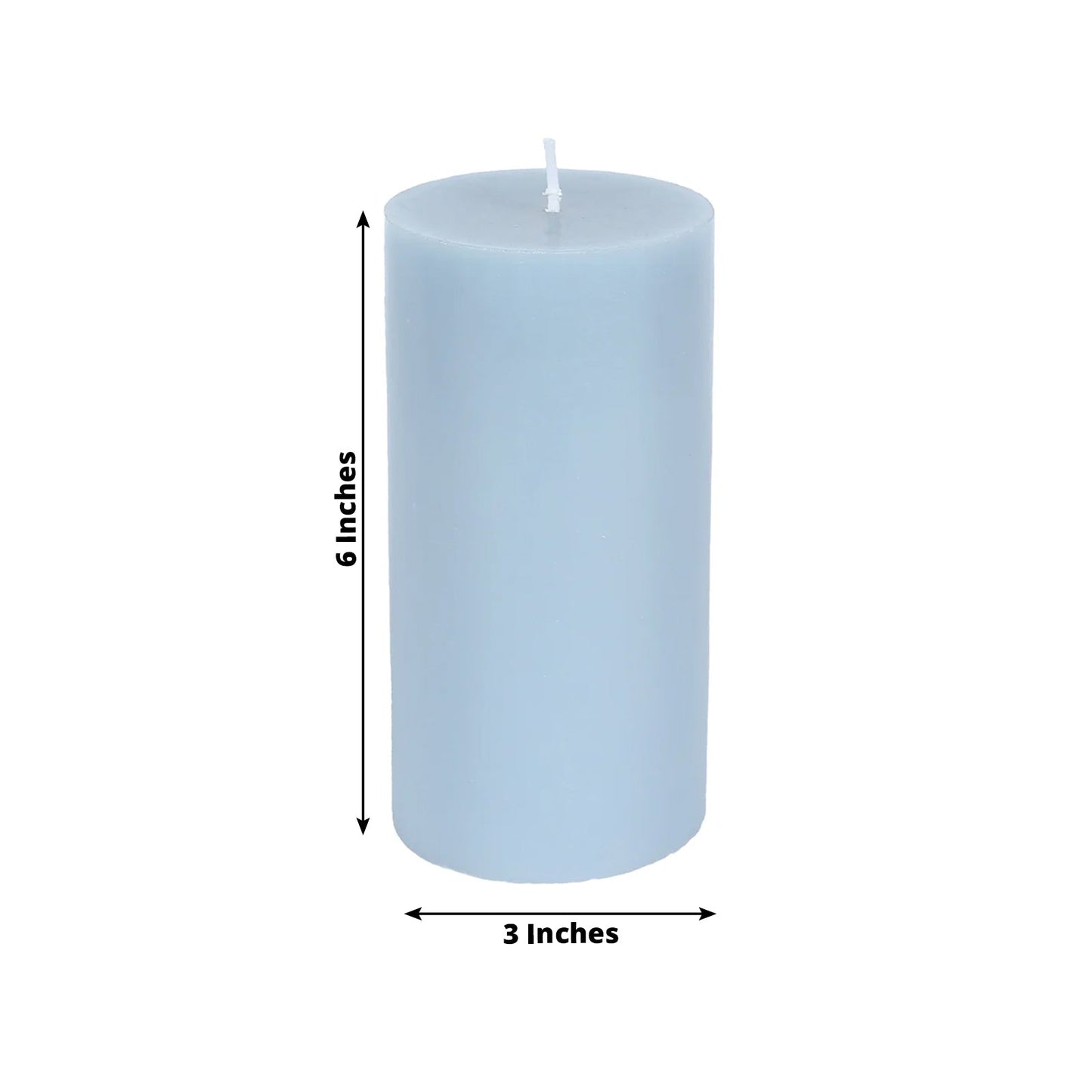 6-Pack Unscented Dripless Pillar Candles â€“ 3"x6" Dusty Blue Paraffin Wax with Smokeless Cotton Wicks, Clean & Long-Lasting 60-Hour Burn
