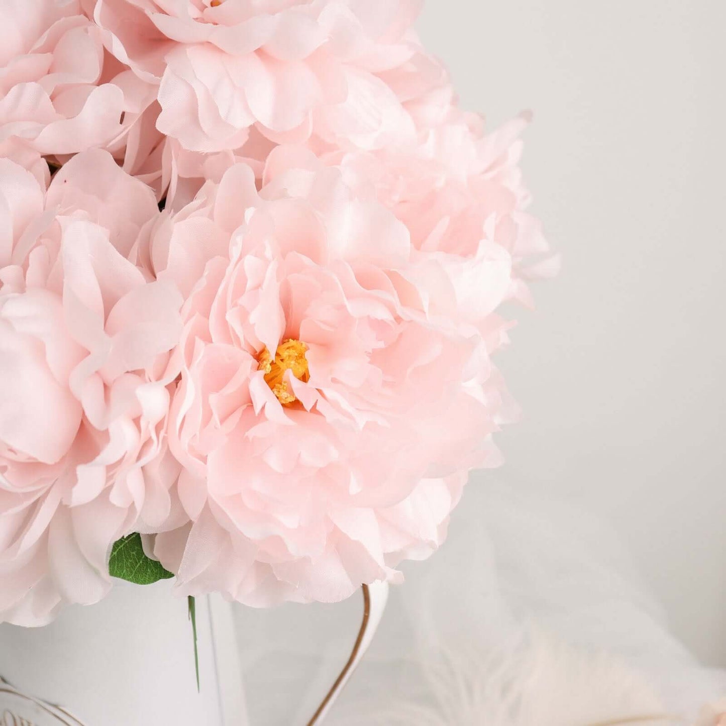 2 Bushes 17" Blush Artificial Silk Peony Flower Bouquets, Real Touch Peonies Spray