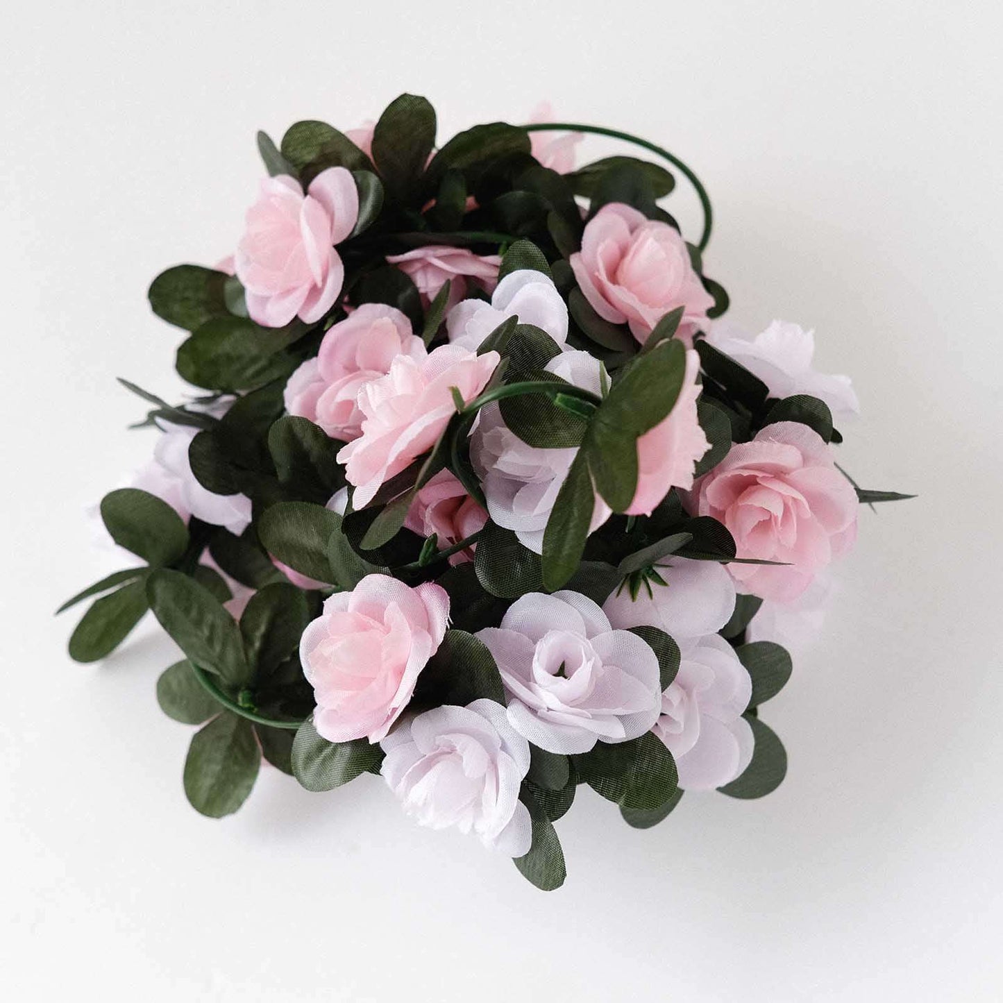 2 Pack 8ft Blush Dusty Rose Artificial Silk Flower Garland Mini Rose Vines with 45 Flower Heads