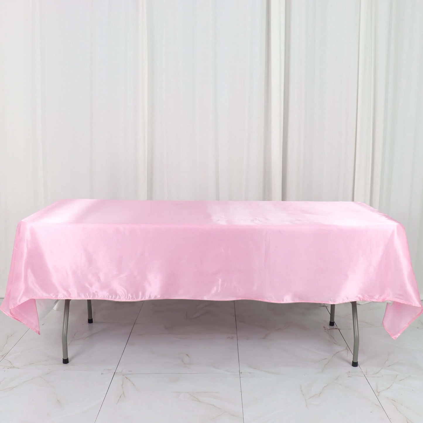 Satin Rectangular 60"x102" Tablecloth Pink - Smooth and Lustrous Table Cover